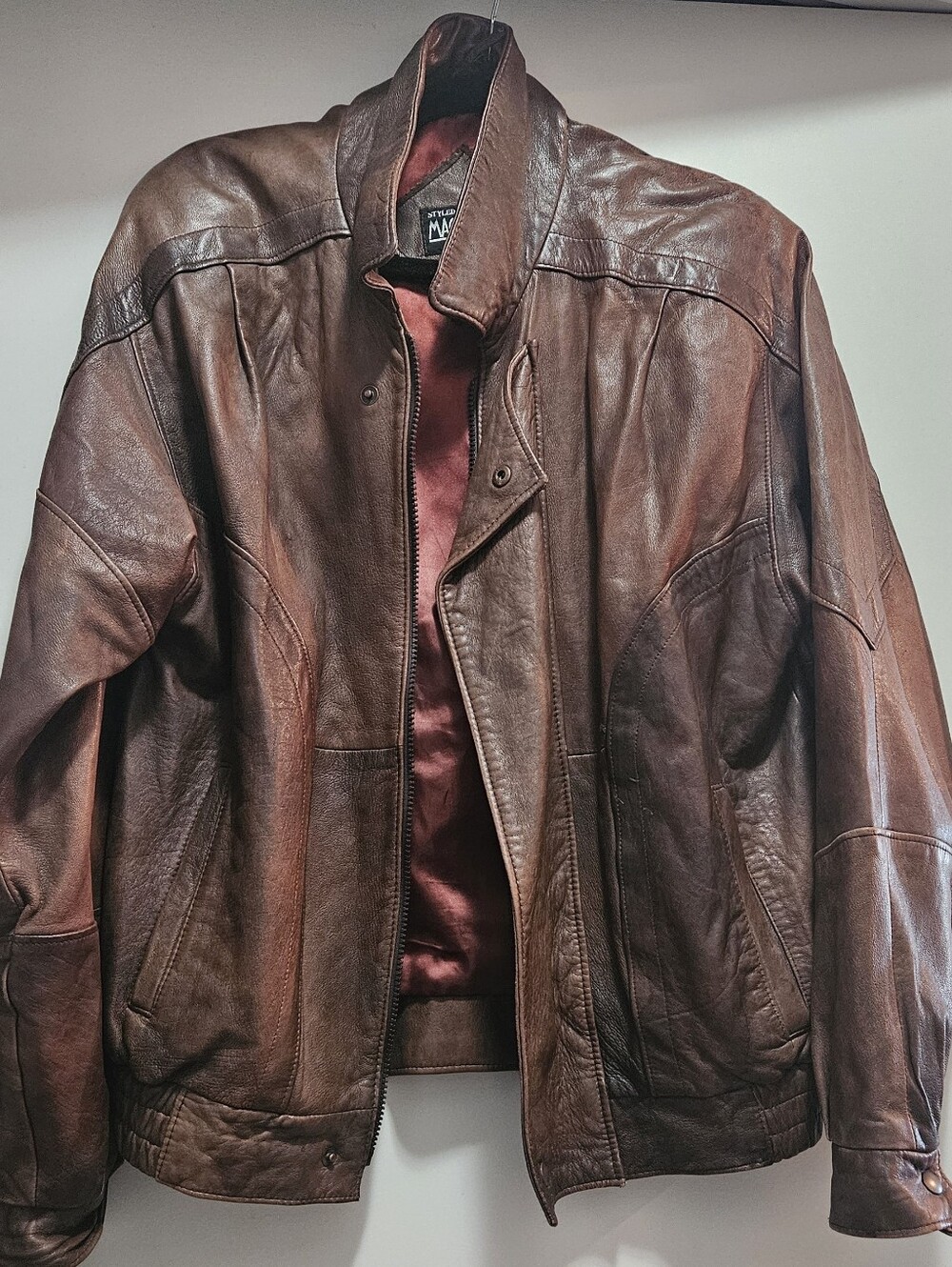 Vintage Genuine Brown Leather Vintage Bomber Jacket